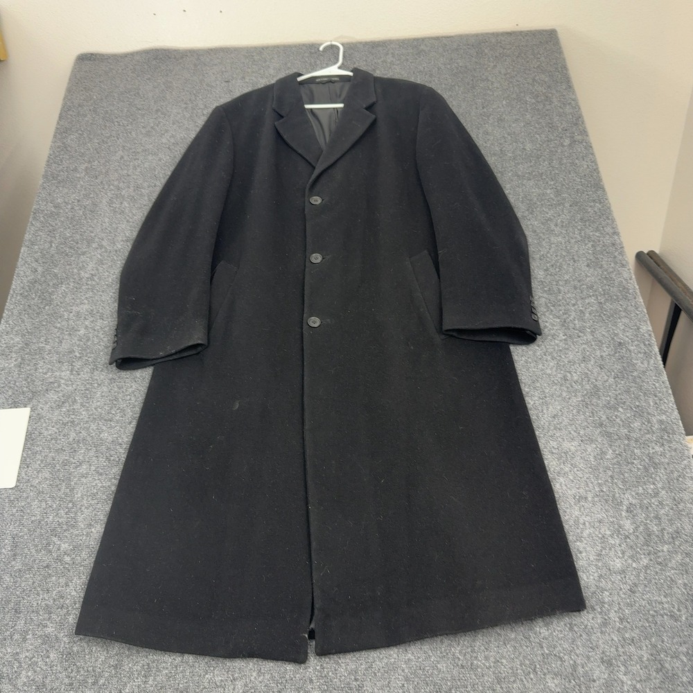 Lauren Ralph Lauren Overcoat Mens 44L Black Wool Long Sleeve Formal Classic